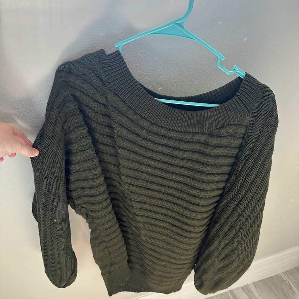 Olive Green Ribbed Sweater